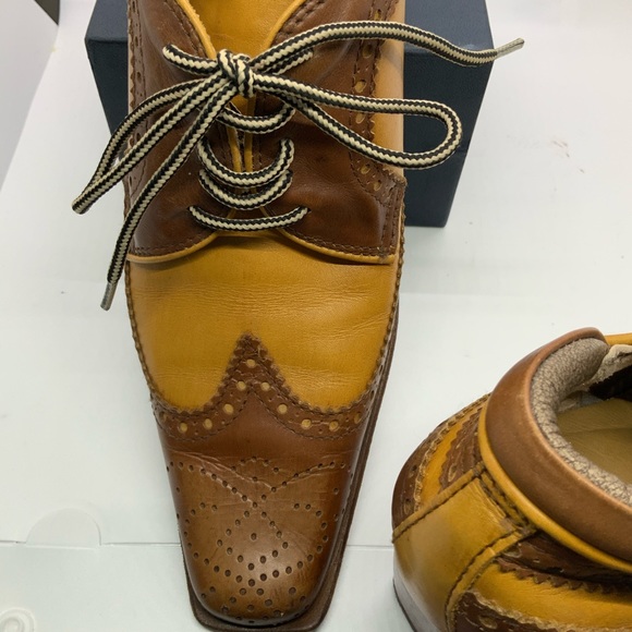 PRATESI Italian 2 tone leather heels - Picture 3 of 9